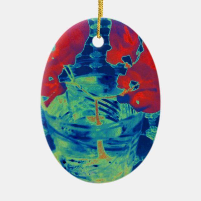 Ornamento De Cerâmica imagem de bougainville (Frente)