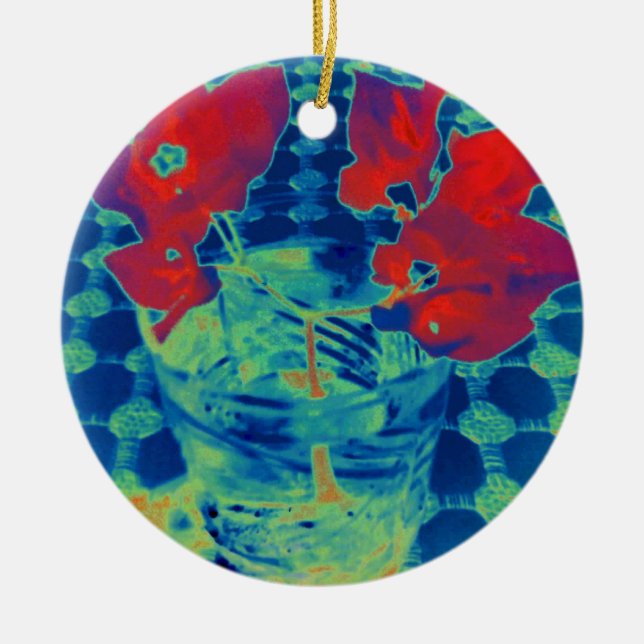 Ornamento De Cerâmica imagem de bougainville (Frente)