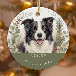 Ornamento De Cerâmica Imagem de cachorro Border Collie aquarela Natal