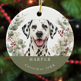 Ornamento De Cerâmica Imagem de Cachorro Dalmata Natal em Aquarela