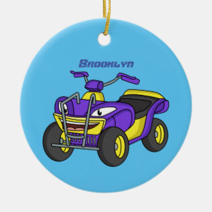 Ornamento De Cerâmica Imagem de desenho animado de bicicleta Quad Roxo