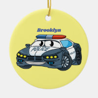Imagem de desenho animado de carro da polícia feli