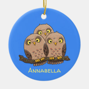 Ornamento De Cerâmica Imagem de desenho animado de uma coruja de bebê bo