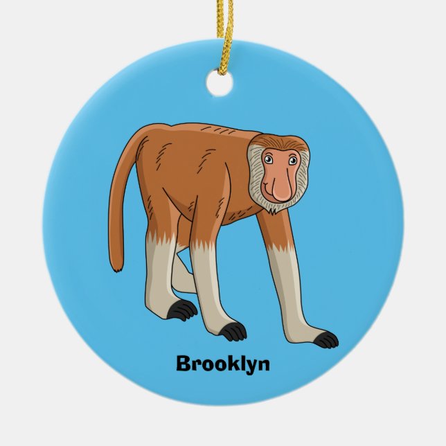 Ornamento De Cerâmica Imagem de desenhos animados de macacos (Frente)