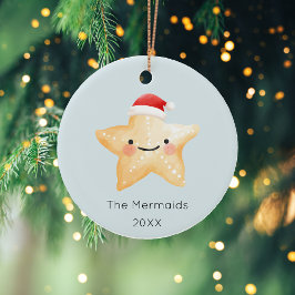 Ornamento De Cerâmica Imagem de Natal do Watercolor Starfish