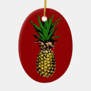 Ornamento De Cerâmica Imagem de Newsprint do Pineapple