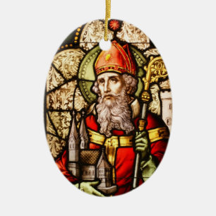 Ornamento De Cerâmica Imagem de Patrick de santo no vitral