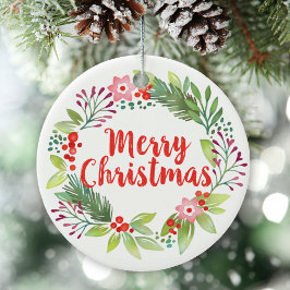 Ornamento De Cerâmica Imagem de Watercolor de Natal Elegante