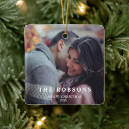 Ornamento De Cerâmica Imagem do Casal das Árvores de Natal Verdes Modern