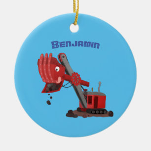 Ornamento De Cerâmica Imagem do desenho animado da pá-pá-vapor vermelh