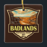 Ornamento De Cerâmica Imagem do Parque Nacional de Badlands<br><div class="desc">Vetor trabalho de arte de Badlands. As paisagens dramáticas do parque abrangem formações rochosas em camadas,  canyões íngremes e torres. Bison,  ovelhas-de-guerra e cães-pradarias habitam os seus prados em expansão.</div>