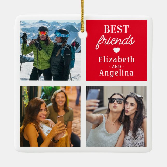 Ornamento De Cerâmica Imagem dos melhores amigos modernos (Verso)