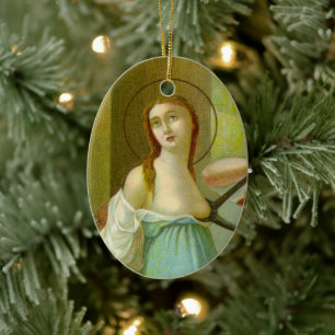 Ornamento De Cerâmica Imagem Dupla St. Agatha  (M 003)