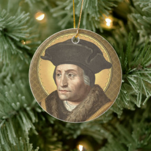 Ornamento De Cerâmica Imagem Dupla St. Thomas More (SAU 026) Circular