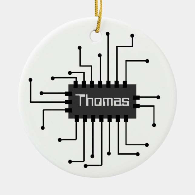 Ornamento De Cerâmica Imagem Personalizada de Chip IC de Computador (Frente)