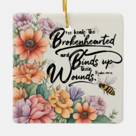 Ornamento De Cerâmica Imagem Versa Da Bíblia Cristã Psalms 147:3