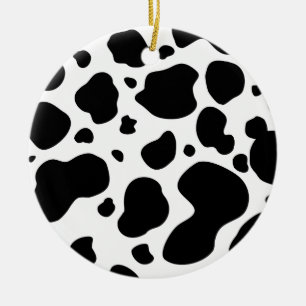 Ornamento De Cerâmica Impressão animal preto e branco do teste padrão