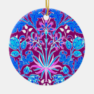 Ornamento De Cerâmica Impressão, Aqua e roxo do jacinto de William