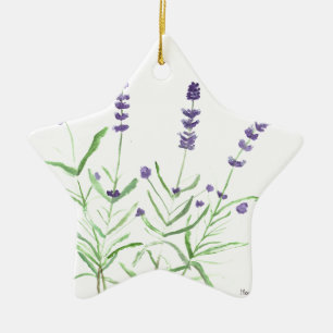 Ornamento De Cerâmica Impressão botânico da erva da lavanda