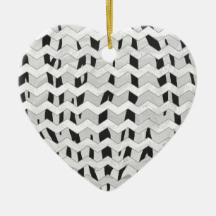 Ornamento De Cerâmica Impressão Branco e Preto Cheveron Tiger