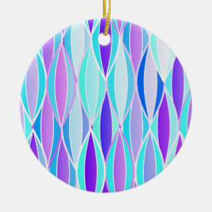 Ornamento De Cerâmica Impressão da fita do meio século - violeta e aqu