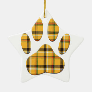 Ornamento De Cerâmica Impressão da Pata do Cão de Tartan