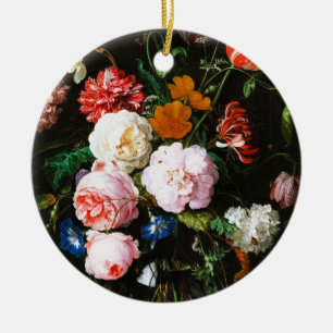 Ornamento De Cerâmica Impressão de Arte Botânica Floral Escura e Mal-hum