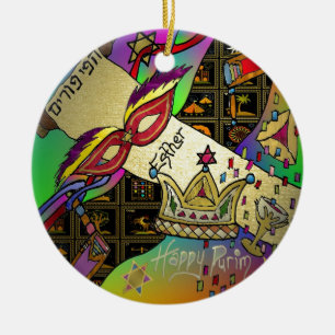 Ornamento De Cerâmica Impressão de Arte da Celebração Judaica Purim Esth