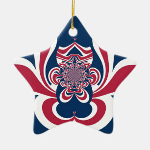 Ornamento De Cerâmica Impressão de Arte de Caleidoscópio Azul Vermelho