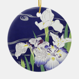Ornamento De Cerâmica Impressão de Arte de Íris Japonesa Vintage Kogyo T