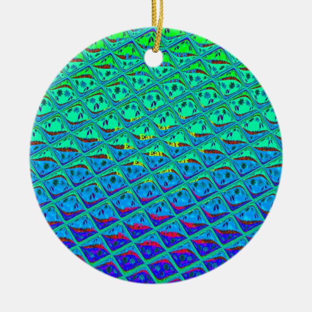 Ornamento De Cerâmica Impressão de Arte de Motif Azul Italiano (Frente)