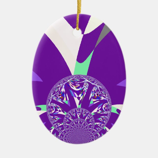 Ornamento De Cerâmica Impressão de Arte do Caleidoscópio Ciano Azul Retr (Frente)