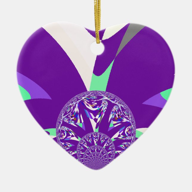 Ornamento De Cerâmica Impressão de Arte do Caleidoscópio Ciano Azul Retr (Frente)