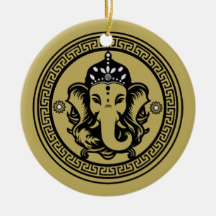 Ornamento De Cerâmica Impressão de Arte Hindu com Tema Ganesha
