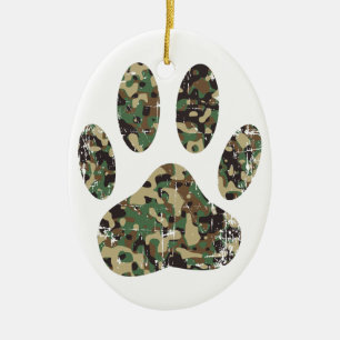 Ornamento De Cerâmica Impressão de Cachorro de Camo Distante