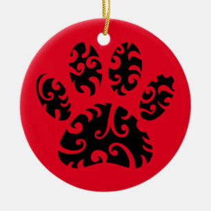 Ornamento De Cerâmica Impressão de Cães de Tatuagem Tribal