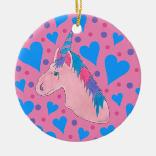 Ornamento De Cerâmica Impressão de Cavalo Mítico Púrpura-Rosa Mágico