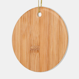 Ornamento De Cerâmica impressão de madeira de bambu-castanha-clara legal