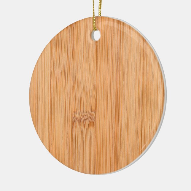 Ornamento De Cerâmica impressão de madeira de bambu-castanha-clara legal (Esquerda)
