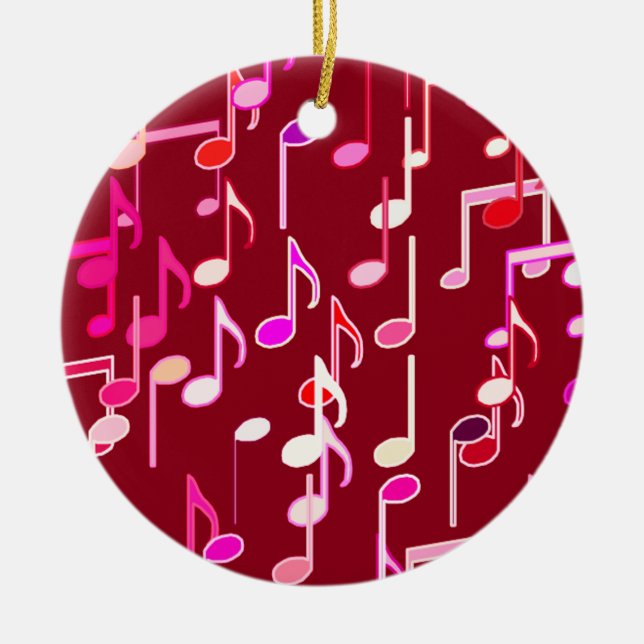 Ornamento De Cerâmica Impressão de Notas Musicais - Burgundy, multicamad (Frente)