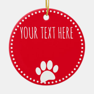 Ornamento De Cerâmica Impressão de Pata de Cachorro com Texto Personaliz