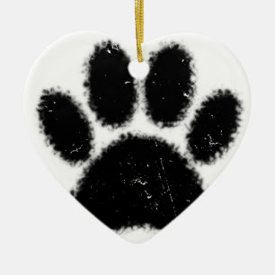 Ornamento De Cerâmica Impressão De Pata De Cão Em Massa E Em Perigo