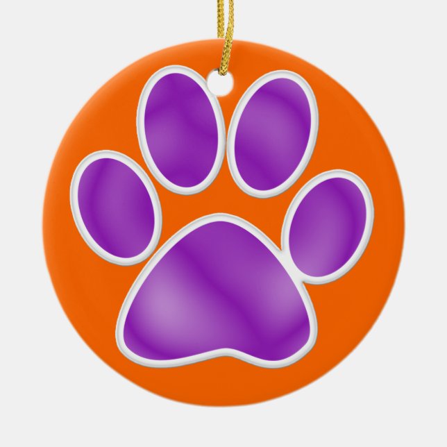 Ornamento De Cerâmica Impressão de Paw (Frente)