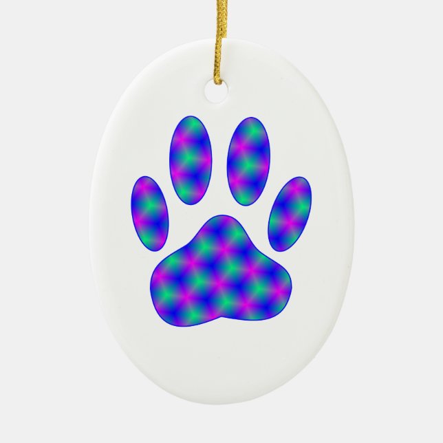 Ornamento De Cerâmica Impressão de Paw Cósmico (Frente)