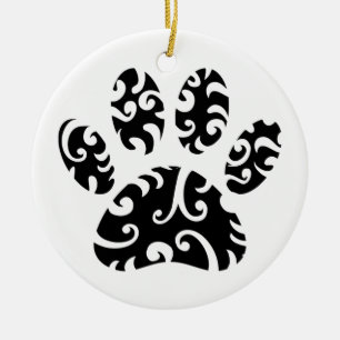 Ornamento De Cerâmica Impressão de Tribal de Pata Canina