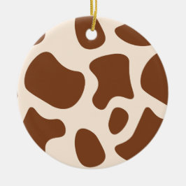 Ornamento De Cerâmica Impressão de vaca rosa e castanha