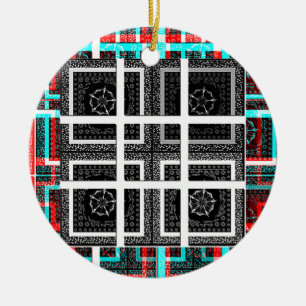 Ornamento De Cerâmica Impressão do padrão verificado