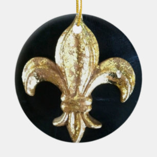 ORNAMENTO DE CERÂMICA IMPRESSÃO DOURADO DA FLOR DE LIS