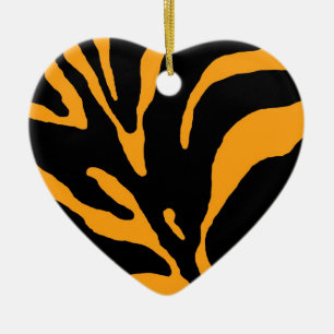 Ornamento De Cerâmica Impressão em animais de faixa de zebra laranja
