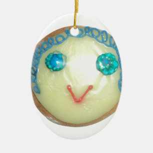 Ornamento De Cerâmica Impressão/Gráfico de Cabelo Azul Emoji Art